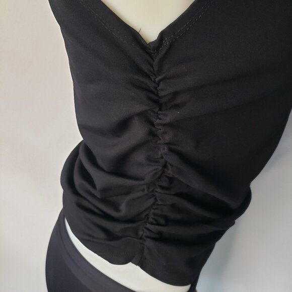 Jet Black Studio Black Mock Turtleneck Top with Ruge Scrunched Sides - Picture 3 of 10